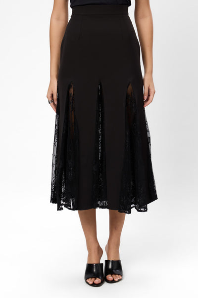 Liu Jo Pleated Maxi Skirt with Lace Layer
