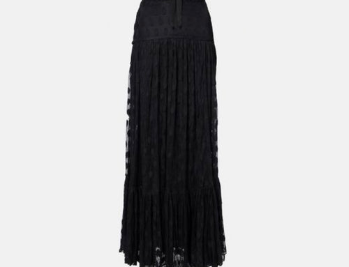 Ulla Johnson Sheer Polka Dot Mesh Maxi Skirt in Black