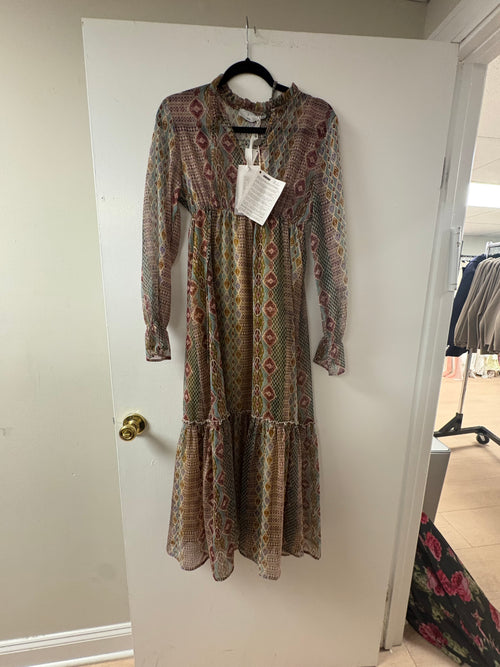 Kaos Multi-Color Geometric Print Midi Dress