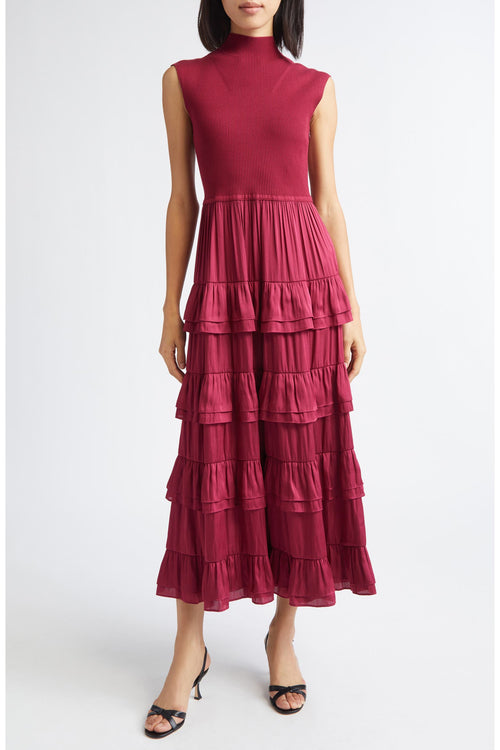 Derek Lam Teiered Maxi Dress in Burgundy