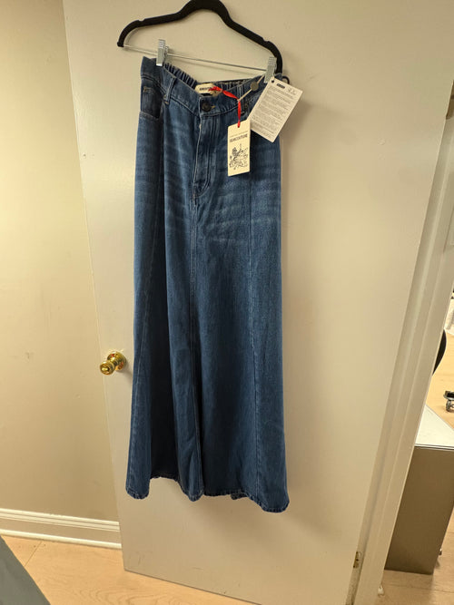 Semicotoure Dark Wash Maxi Denim Skirt