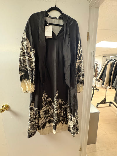 Shirtaporter Midi Abstract Dress in Black