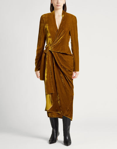 Semicouture Velourn Wrap Dress in Gold