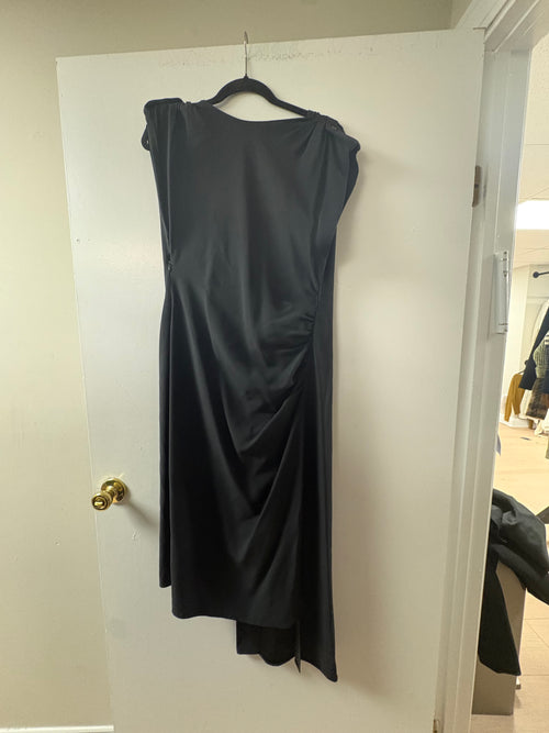 Prada Sleeveless Gathered Midi Dress in Black