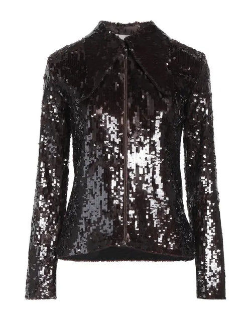 Liviana Conti Sequined Embellished Shirt in Brown