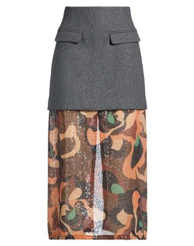Maliparmi Midi Sequined Patterned Two-Tone Skirt in Grey