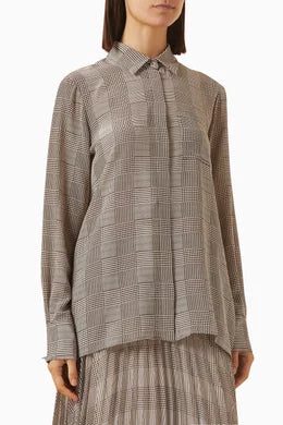 Marcella Printed Plaid Shirt in Silk