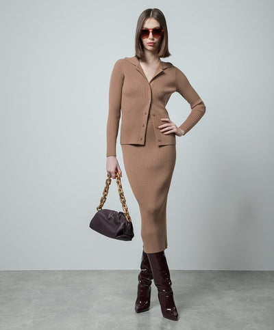 Max Mara Brown RIbbed Cardigan