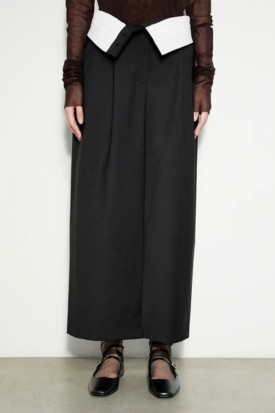 Meimeij Black Contrasting WaistBand Maxi Skirt