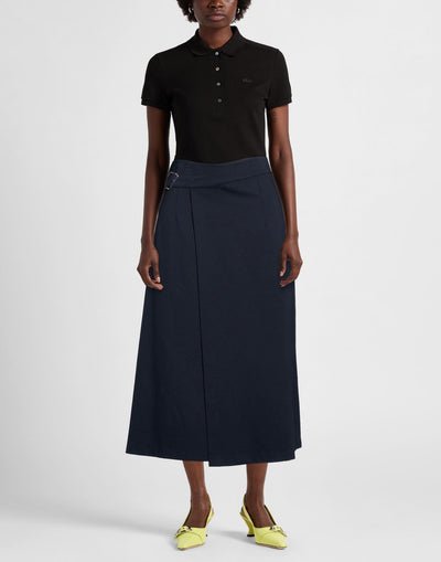 Meimeij Navy Blue Sinched Midi Skirt