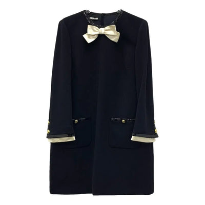 Miu Miu Mid Lenght Sequined Collar Black Dress