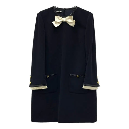Miu Miu Mid Lenght Sequined Collar Black Dress
