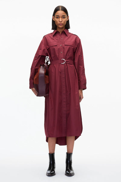 Phillip Lim Poplin Utility Midi Shirt Dress in Brick