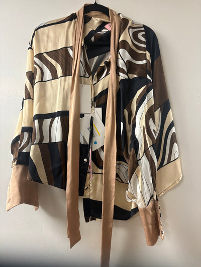 Pink Memories Abstract Geometric Print Blouse