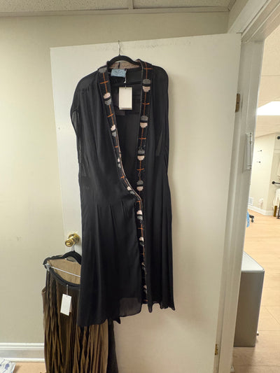 Prada Jacquard V-Neck Midi Dress
