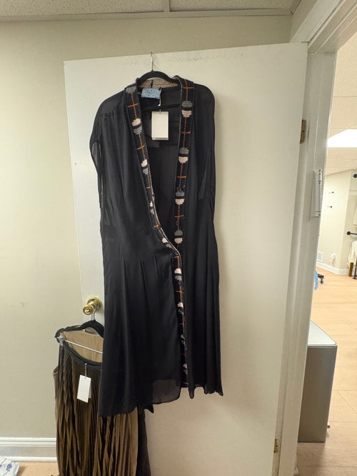 Prada Jacquard V-Neck Midi Dress