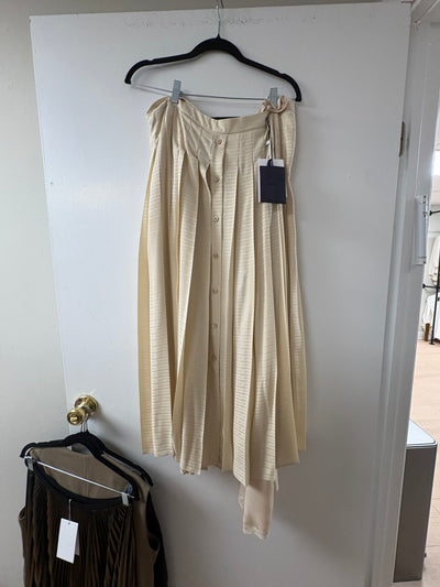 Prada Numeric Pleated Midi Skirt in Cream