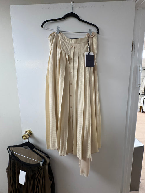 Prada Numeric Pleated Midi Skirt in Cream