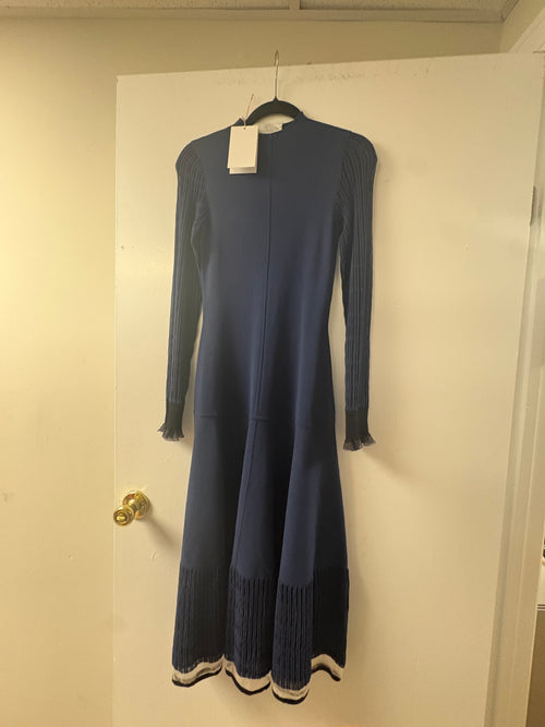 Phillip Lim Navy Micro Ribbed Midi Dress