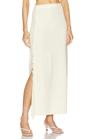 SemiCotoure Fringe Knit Maxi Skirt in Ivory