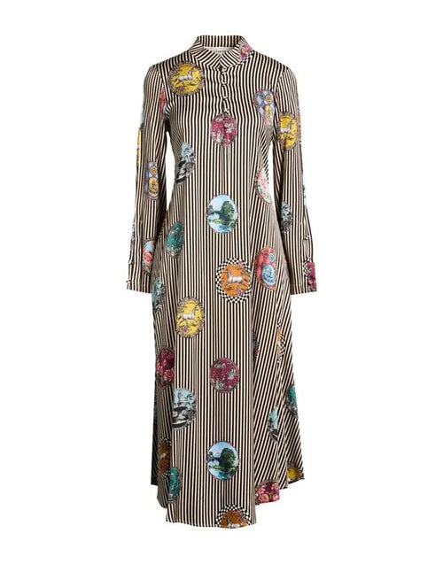 Shirtaporter Midi Shirt Dress with Striped Print