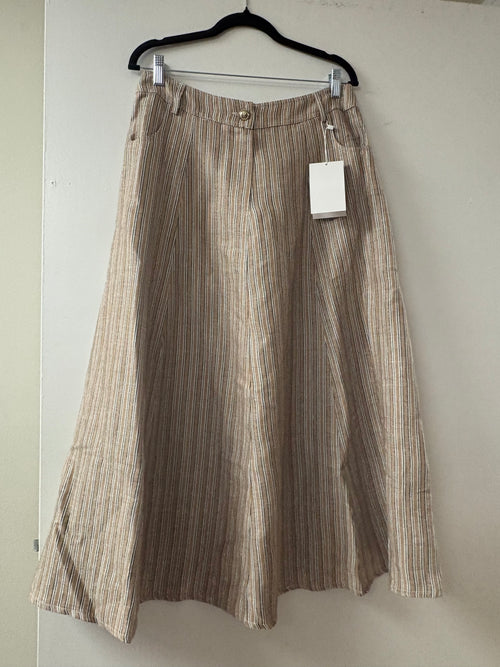 Shirtaporter Striped Midi Skirt in Camel
