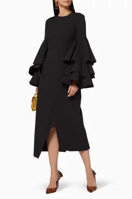 Solace Londo Black Minelli Midi Dress