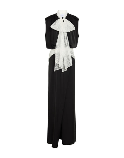 Stefano De Lellis Satin Lace Wrap Maxi Skirt in Black