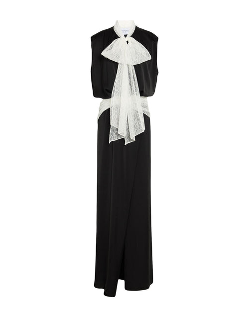 Stefano De Lellis Satin Lace Wrap Maxi Skirt in Black