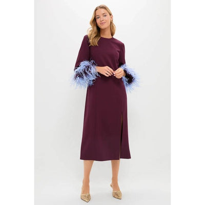 Tuckernut Oxblood Feather Midi Dress in Wine