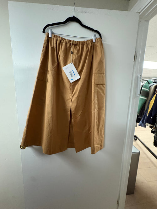 Twinset Cargo Sinched Waist Midi Skirt in Camel
