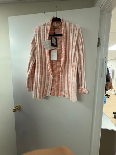Twinset Pink and White Striped Knit Cardigan