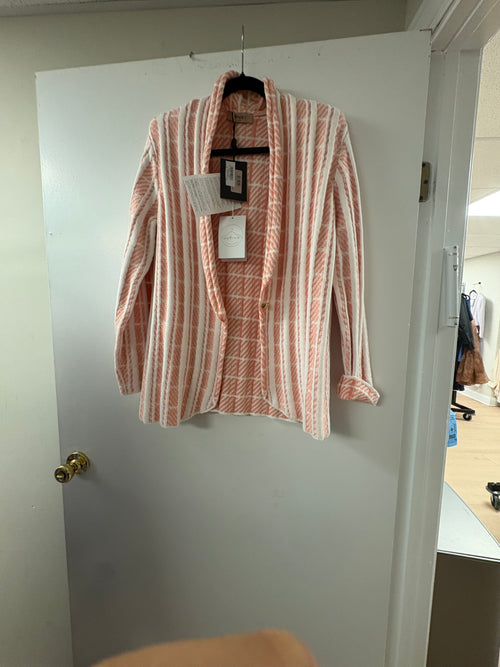 Twinset Pink and White Striped Knit Cardigan