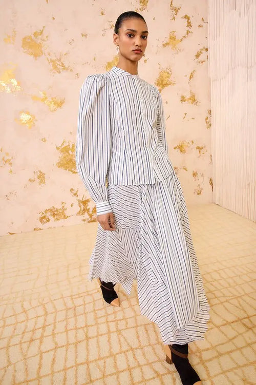 Ulla Johnson Striped Long Sleeve Button-Front Blouse