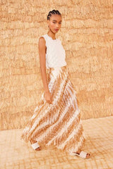 Fringe Jacquard Maxi Skirt